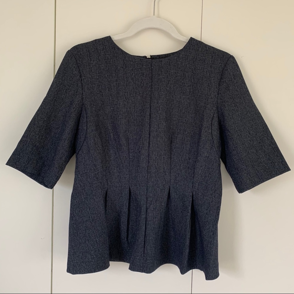 FRNCH Navy Zip Back Blouse